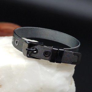 Contemporary Hypoallergenic Jewelry Designer Belt Bracelet Black Rhodium